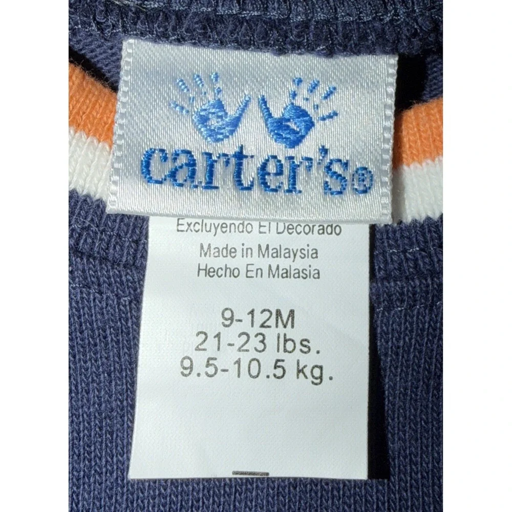 Vintage Carter's Crew Blue Fishing Outfit Romper Jumpsuit‎ Baby Boy 9-12 M New